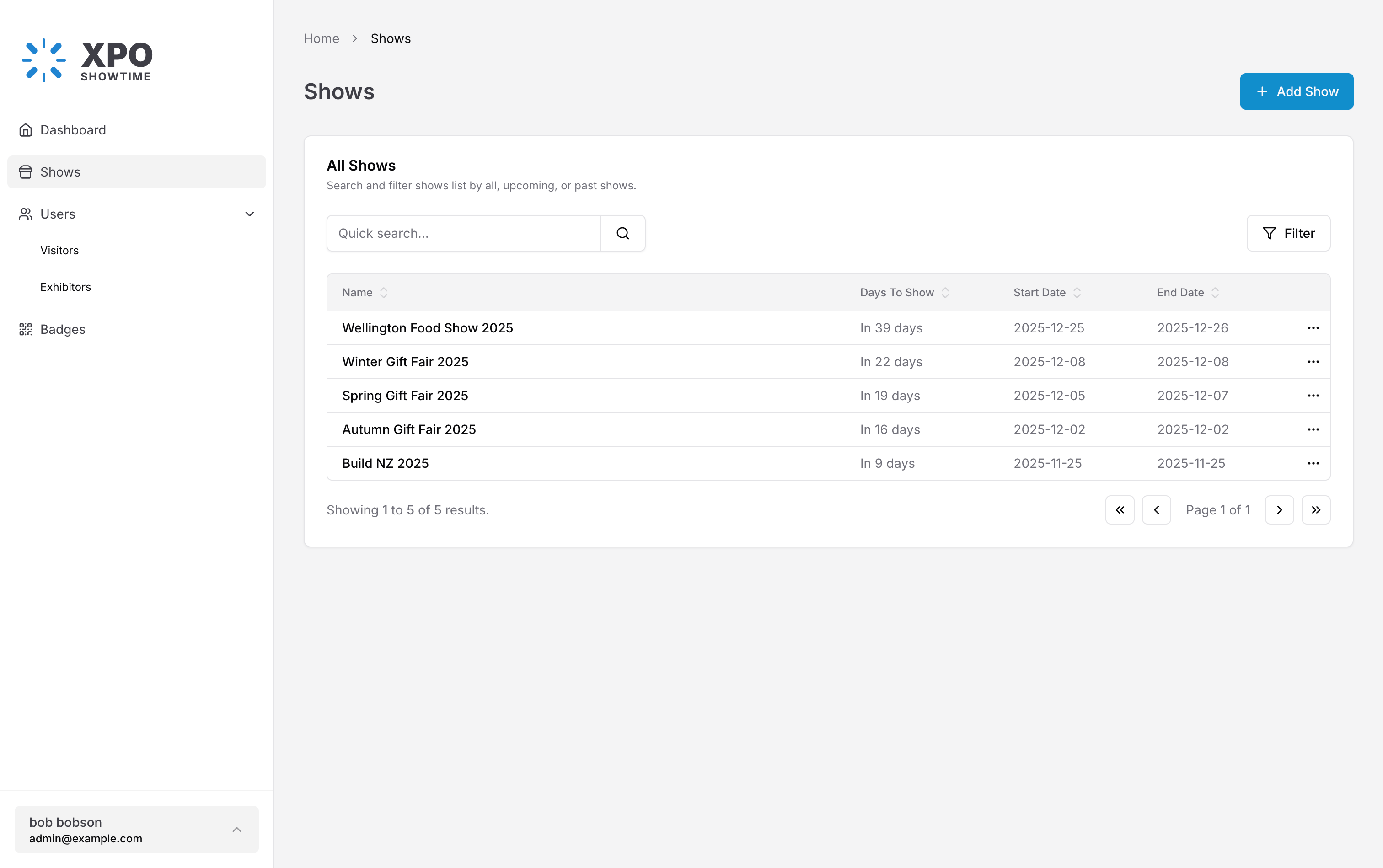 XPO Showtime screenshot